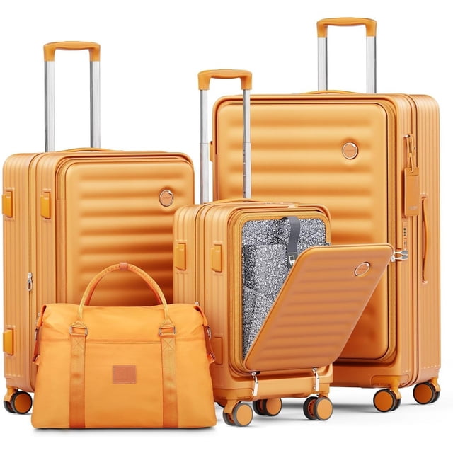 Joyway - 4 Ensembles de Bagages Valise Rigide en PC à Roulettes Pivotantes - (Valise Extensible 20 Pouces24 Pouces) Valise Enregistrée 28 Po