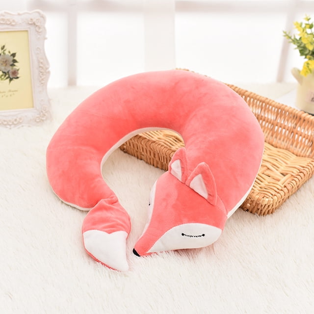 Roiihwy Cartoon Animal Neck Pillow Airplane, Soft U Shaped Neck Travel Pillows for Airplanes, Train, Car, Office, Contoured Eye Masks for Kids and Adults
