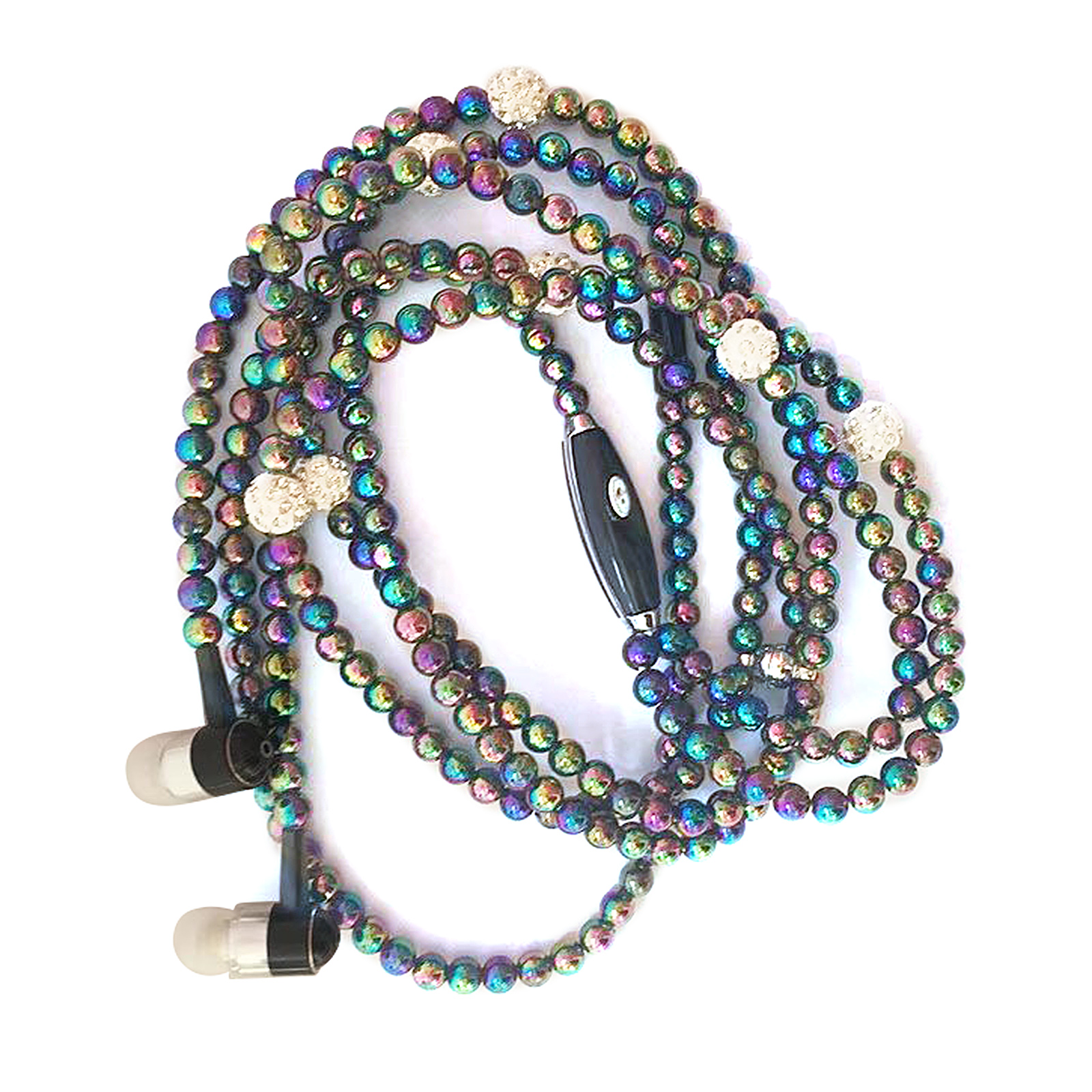 Yeacher Jewelry Pearl Necklace Stereo Earphones with Microphone 3.5mm In-ear Headphone Wired Headset Earbuds for Phone Girls