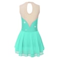 thumbnail image 2 of Yartina Kids Girls Figure Skating Dress Sleeveless Shiny Rhinestones Mesh Spliced Ballet Dance Performance Costume Light Green 10, 2 of 7