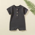 thumbnail image 1 of UPPADA Toddler Spring Outfits Toddler Baby Girl And Boys 2024 Summer Rompers Short Sleeve Crewneck Jumpsuits Cotton Ribbed Button Solid Infant Onesie Baby Girl Clothes 3-6 Months Clearance Sale, 1 of 4