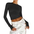 thumbnail image 1 of Birdeem Leggings Unis pour Femmes T-Shirt à Trou Rond Spice Girl Ajusté Montre Manches Longues Hauts T-Shirt, 1 of 7