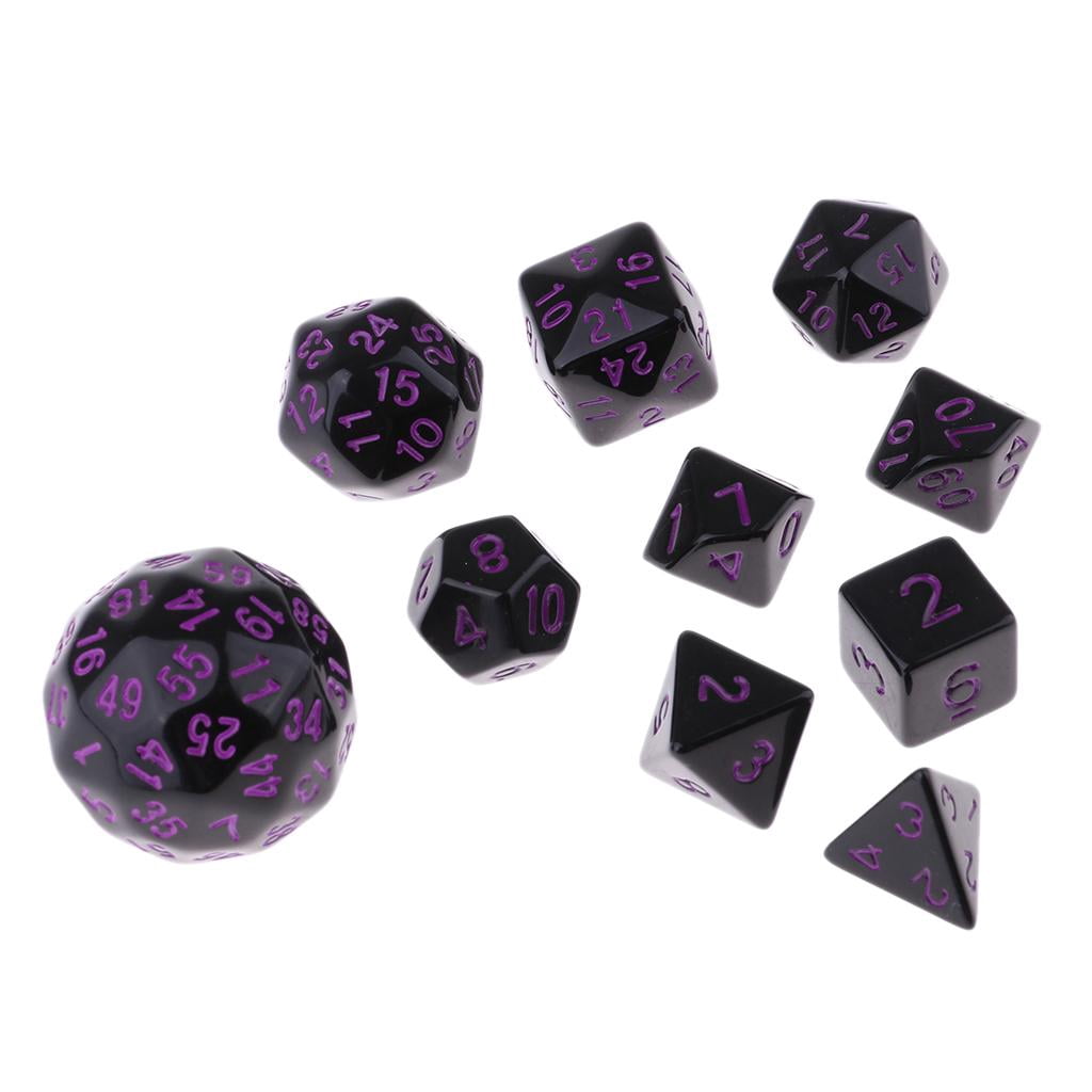 lionlar Pack of 10 Polyhedral D4-D20 Multi Sided Acrylic Dices Table Board Games