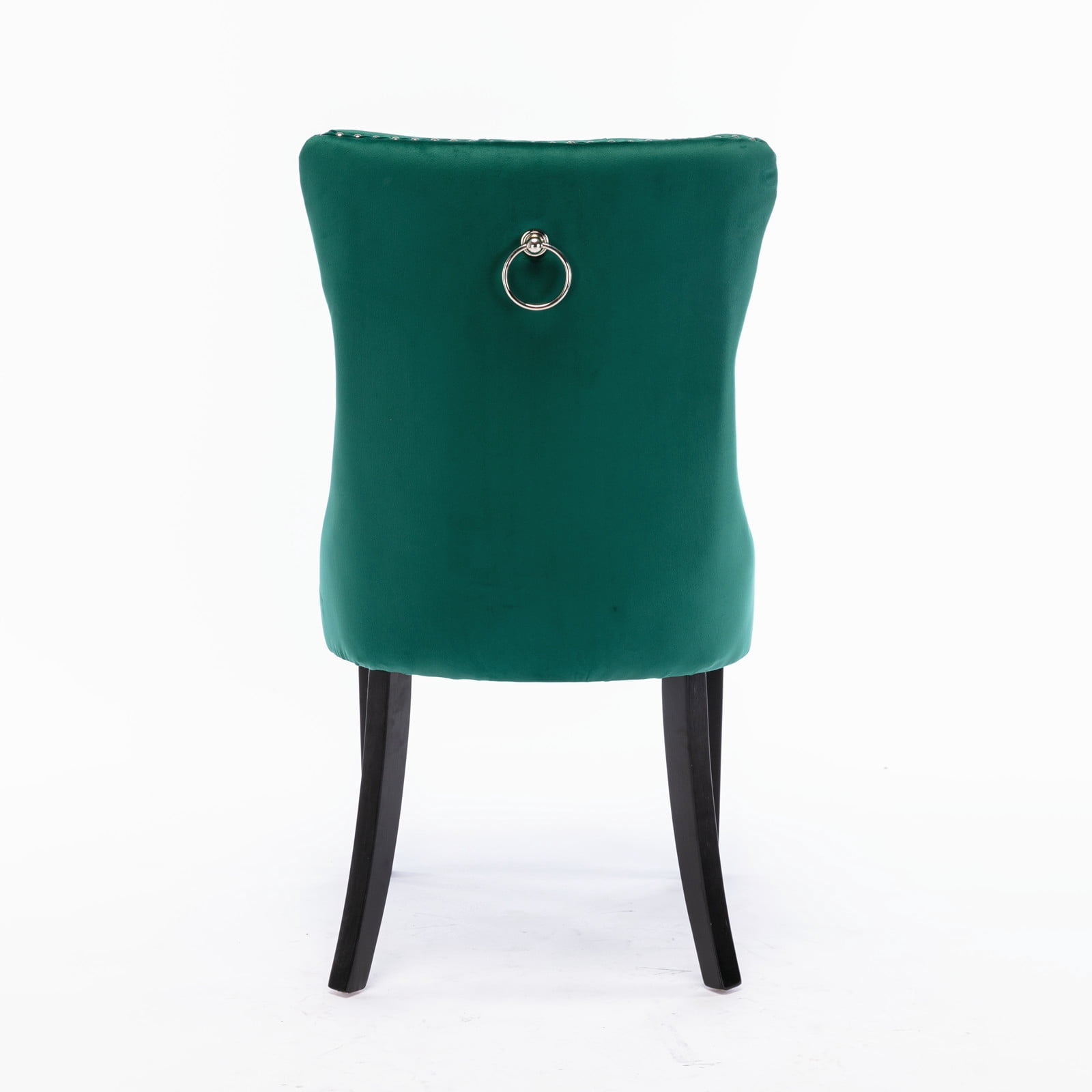 Homy Casa Green Velvet Tufted Dining Chairs Set of 2 with Solid Wood Legs and Nailhead Trim