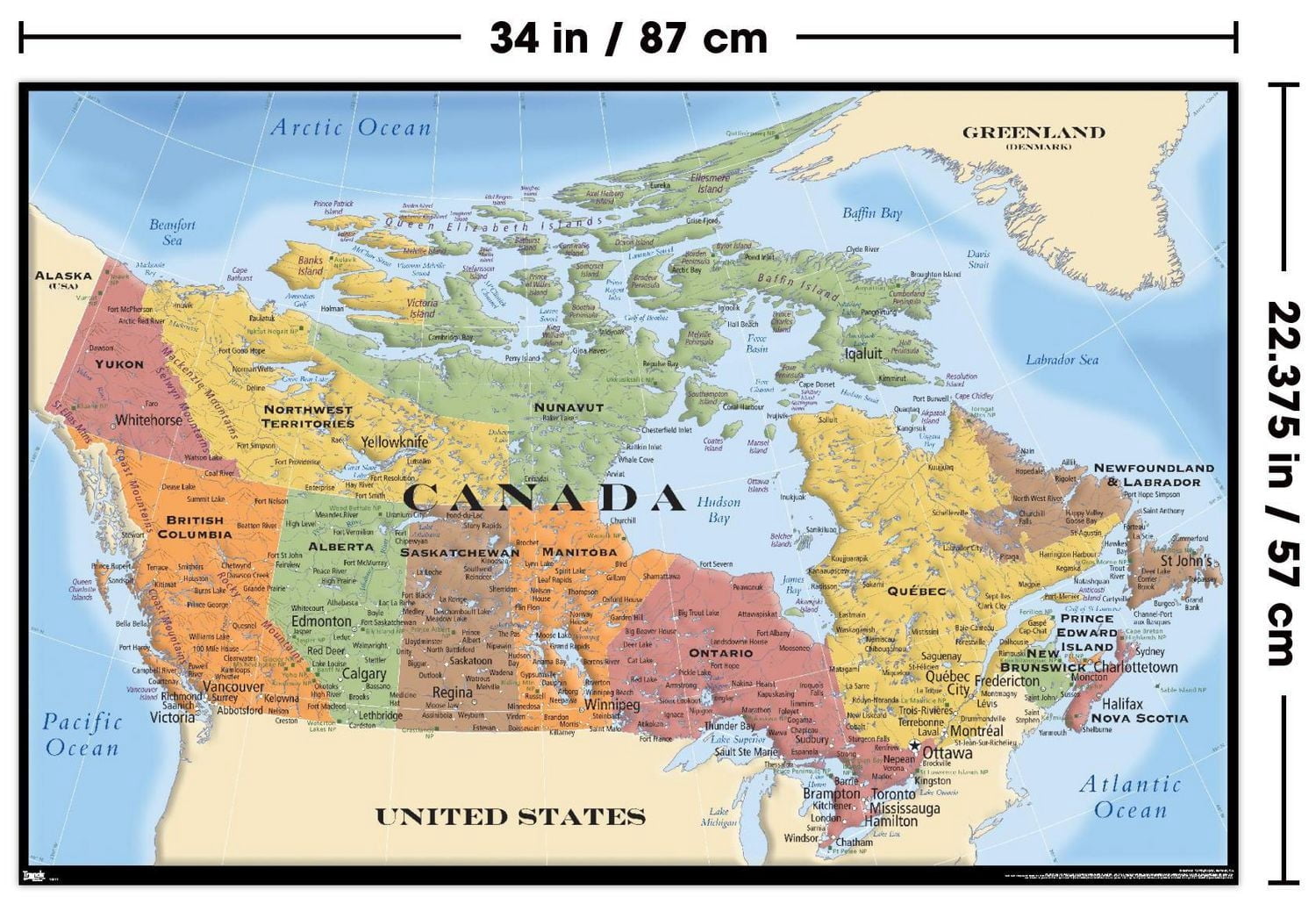 Map - Canada Wall Poster, 22.375" x 34"