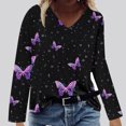 thumbnail image 2 of Hauts à Manches Longues pour Femmes Mode Décontractée Col en V Confortable Haut Imprimé T-Shirt Blouse Hauts Col en V pour Femmes Hauts Décontractés Mode pour Femmes Hauts à Manches Longues, 2 of 4