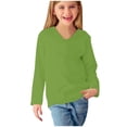 thumbnail image 4 of vdgthytj T-Shirts à Manches Longues pour Garçons et Filles, Col en V, Couleur Unie, Basiques, Automne Printemps, 4 of 6
