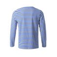 thumbnail image 3 of INSPIRE CHIC T-shirt à Manches Longues à Col Rond Rayé pour Homme en Coton, Haut à Enfiler Bleu et Blanc 34, 3 of 7