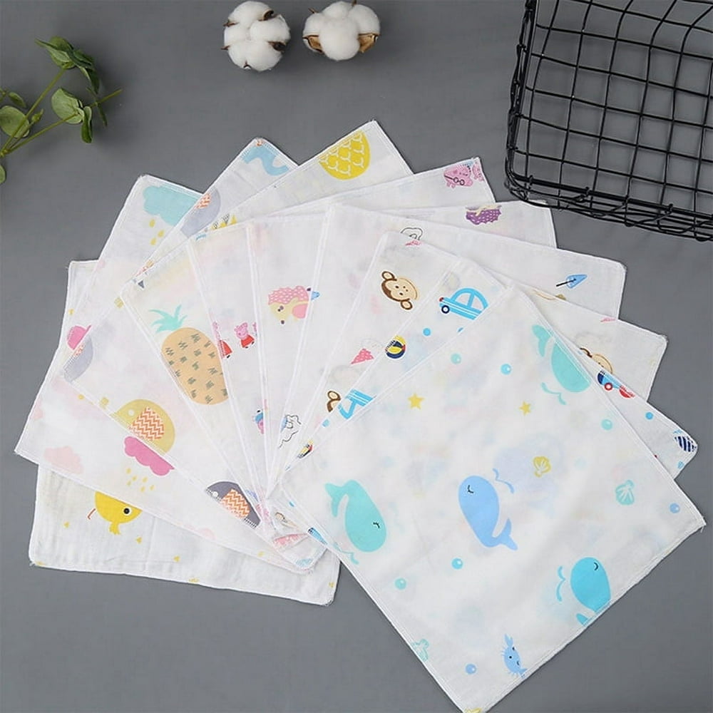 4Pcs Cotton Baby Squares  Reusable Soft Natural Organic Cotton Face Towels For Baby Wiping