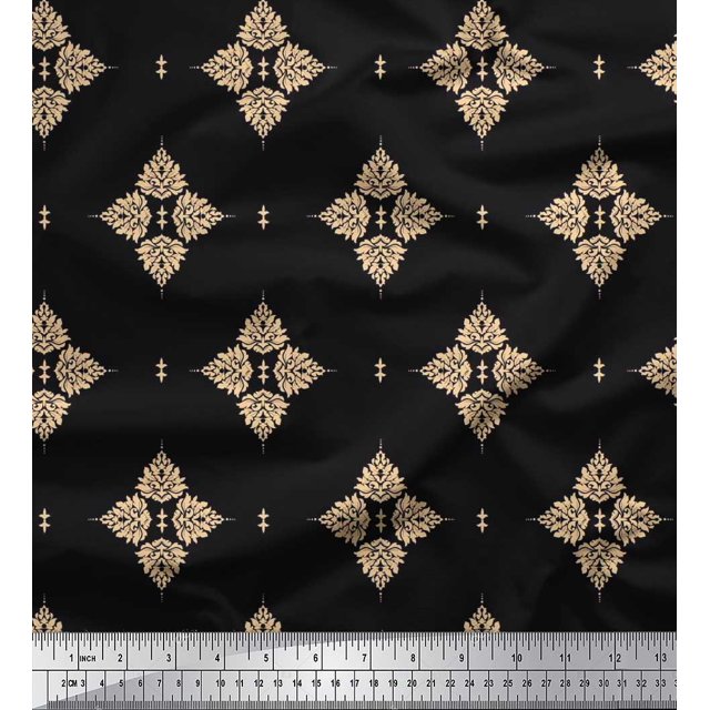 Soimoi Tissu Crêpe Polyester Imprimé Floral par Yard 52 Pouces de Large
