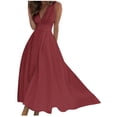 thumbnail image 1 of AherBiu Formal Dresses for Women Sleeveless Deep V Neck Ruched Flowy Evening Party Cocktail Maxi Dress, 1 of 5