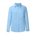 thumbnail image 3 of Chemise à Manches Longues Femme Chemise Unie Col en V Blouse Ample Manches Longues Tunique Décontractée de Travail avec Poche Robe à Manches Longues Femme Hauts Col en V pour Femme, 3 of 5