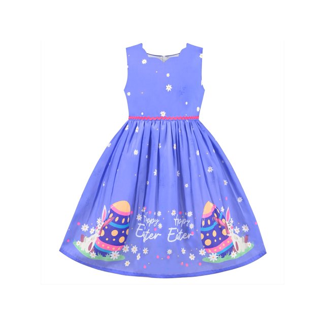 Robe Fille Violette Easter Lapin Œuf Marguerite Fleur Printemps Robe d'Été 12 Ans