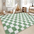 thumbnail image 4 of Garvee 9'x12' Fluffy Area Rugs Soft Luxury Shag Carpet, Modern Checkered Shaggy Rugs Christmas Rug with Non Slip Backing for Living Room Bedroom Home Decor, Green, 4 of 9
