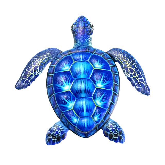 GUOOL Natural Metal Wall Decor Animal Ornament Turtle Decoration for Home Blue Bleu