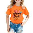 thumbnail image 1 of PMVFHDE Tenue de Pâques Fille T-Shirt Graphique de Pâques / Imprimé Lapin et Oeuf Manches Courtes Col Rond / T-Shirt de Fête en Coton Doux pour Tout-Petit / Tenue Décontractée Printemps Été Orange,10-11 Ans, 1 of 4