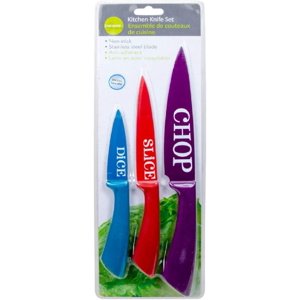 Luciano Housewares 3-Piece Kitchen Knife Set, 12 x 1 inches, Multicolor