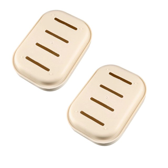Oleegame 2PC Spoon And Lid Rest Bathroom Soap Dish Storage Holder Rack Soapbox Plate Tray Drain Yellow