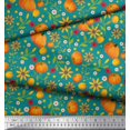 thumbnail image 3 of Soimoi Polyester Crepe Fabric Leaves,Floral & Pumpkin Vegetable Decor Fabric Printed Yard 52 Inch Wide, 3 of 3