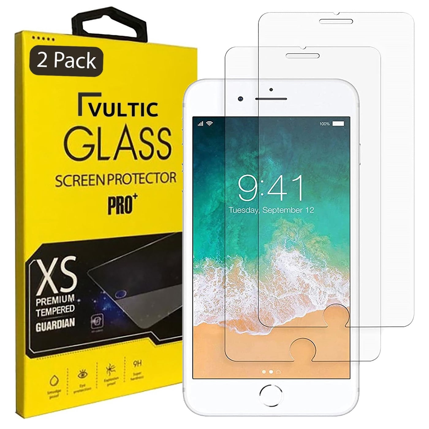 Vultic [2 Pack] Screen Protector for iPhone 8 Plus / 7 Plus / 6S Plus / 6 Plus (5.5 inch) [Case Friendly], Tempered Glass Film Cover