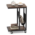 thumbnail image 1 of Costway 1 PCS C-shaped Side Table 2-tier Sofa Couch Table with Canvas Storage Pouch Brown, 1 of 2