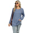 thumbnail image 1 of Qudderr Chandail pour Femmes Hauts Décontractés Manches Longues T-Shirts Pull Col Rond Tricoté Automne Hiver Tenues S-2TG, 1 of 8