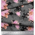 thumbnail image 2 of Soimoi Tissu en Poly Georgette Feuilles & Roses Imprimés Floraux au Mètre 42 Pouces de Large, 2 of 3