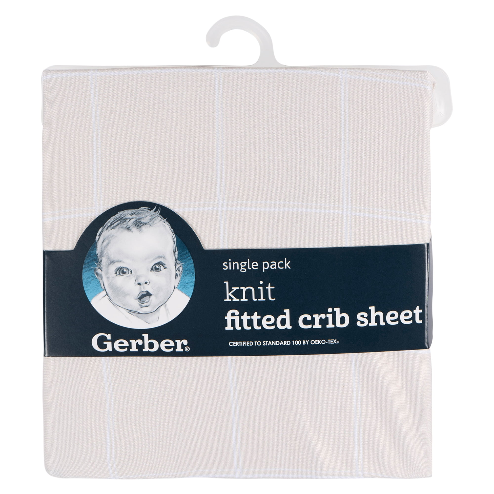Drap-housse Gerber en maille beige à motif floral rétro (lot de 1).