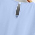 thumbnail image 4 of Chemise Décontractée pour Femme en Mousseline Unie à Manches Courtes et Col Rond, Blouse à Manches Courtes (Bleu Pâle, 2TG), 4 of 6