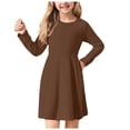 thumbnail image 3 of Zanarzt Robe à Manches Longues pour Filles, Robes T-Shirt à Manches Longues pour Filles, Robes Patineuse Trapèze d'Automne pour Enfants, Brun, 17-18 Ans, 3 of 6