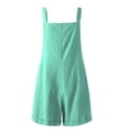 thumbnail image 3 of Salopettes d'Été Décontractées pour Femmes à Bretelles Ajustables en Coton et Lin, Combishorts Courts Unis, Combinaisons/rompers avec Poches, 3 of 4