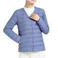 thumbnail image 1 of Cameland Women's Solid Color Lightweight Down Jacket V-neck Short Jacket Long Sleeved Cotton Jacket, 1 of 3
