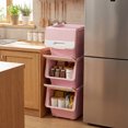 thumbnail image 2 of Costway 3 Pcs Bacs de Rangement sur Roulettes avec Couvercle Qui Reste Ouvert pour Cuisine Chambre Buanderie Garde-Robe Blanc + Rose, 2 of 9