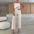 thumbnail image 3 of Soki Women's Off Shoulder Tube Top Rompers High Waist Long Wide Leg Pants Jumpsuits Open Back High Waist Jumpsuit, 3 of 8