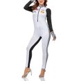 thumbnail image 2 of Diconna Costume de Coureuse pour Femmes, Combinaison Patchwork à Manches Longues Zippée, Costume de Cosplay d'Halloween, 2 of 8