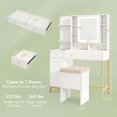 thumbnail image 3 of Costway Makeup Vanity Desk with Lighted Mirror Charging Station 3-Color LED Lights, 3 of 9