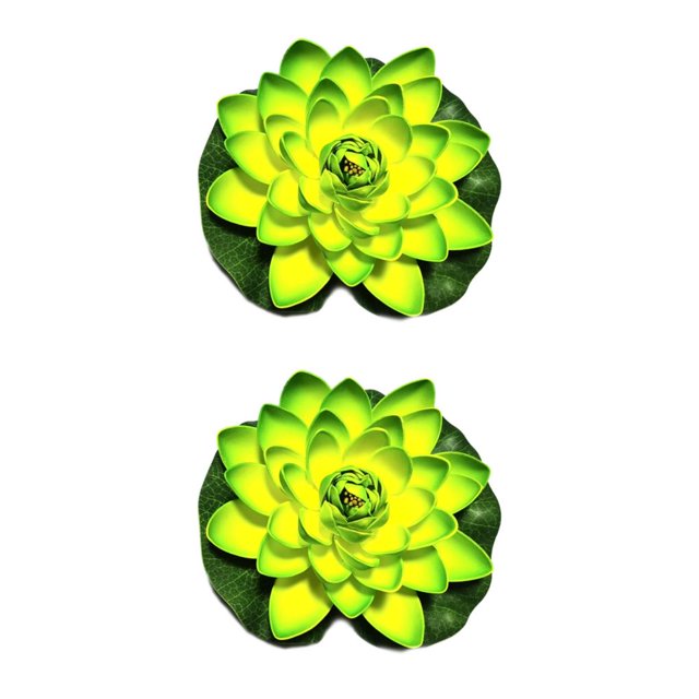 QualitChoice Artificial Lotus Replacement Simulation Outdoor Garden Park Pond Pool Photography Fake Water Flower Decor Green 2PCS