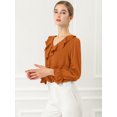 thumbnail image 2 of INSPIRE CHIC Women's Ruffle V Neck Elegant Office Work Chiffon Blouse Top, 2 of 6