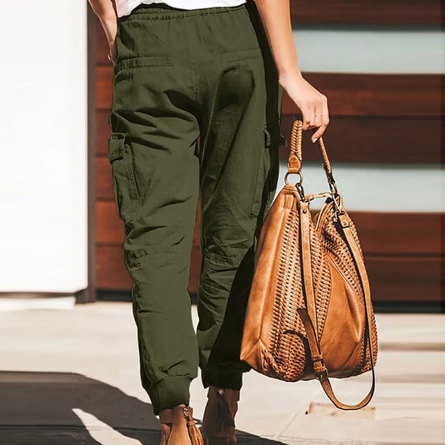 LSLJS Fashion Women Plus Size Drawstring Casual Elastic Waist Pocket Loose Pants