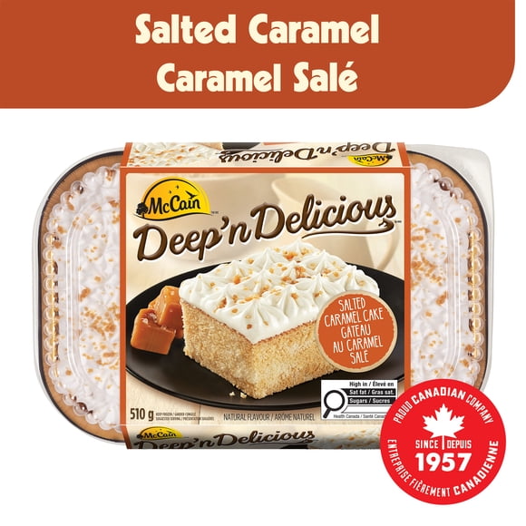 Gâteau au caramel salé Deep’n Deliciousᴹᴰ McCainᴹᴰ, Fabriqué au Canada à partir d'ingrédients canadiens et importés 510g
