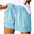 thumbnail image 1 of Plebaso Women's Plus Size Shorts Summer Drawstring Casual Shorts Plain Lightweight Shorts with Pockets, 1 of 7