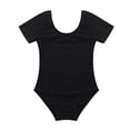 thumbnail image 4 of Aislor Filles Enfants Manches Courtes Coton Extensible Ballet Danse Gymnastique Justaucorps Tenue de Danse Noir 3, 4 of 7