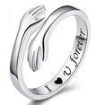 thumbnail image 1 of PENGXIANG Hug Ring for Women Rose Gold and Silver Adjustable Alloy Inner Ring Lettering Couple Simple Ring Jewelry, 1 of 6