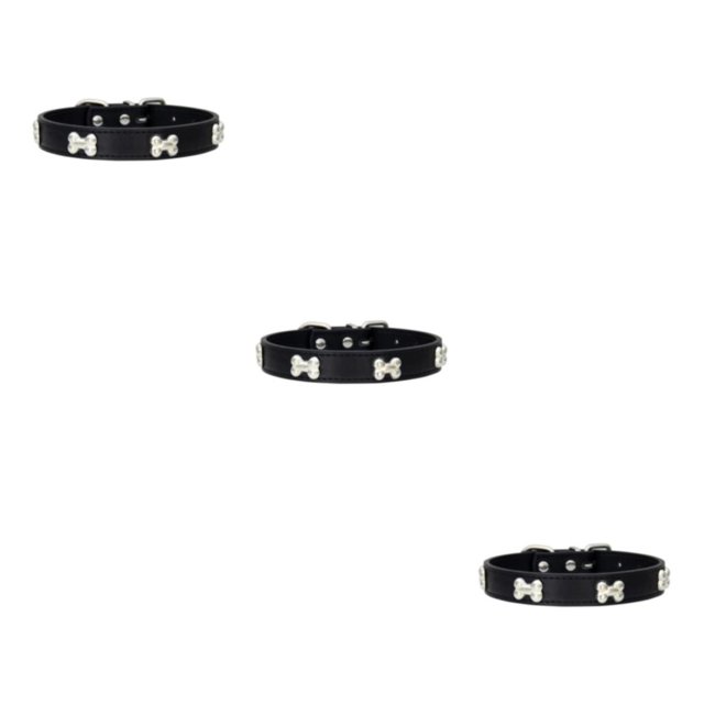 Maytalsory Comfortable Wear Cat Collar In Multiple Sizes With Stylish PU PU Cat Collar Dogs Collars black 2.5*50cm 3Set