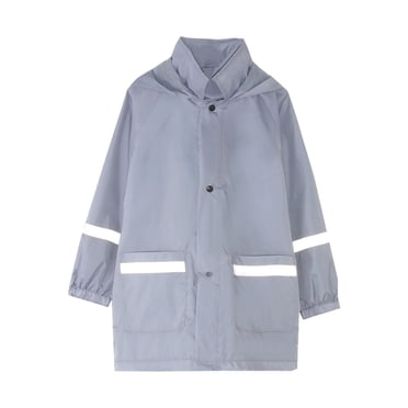 PMVFHDE Poncho de Pluie Enfants Garçons Filles Veste de Pluie à Boutons à Capuche Coupe-Vent Imperméable Enfants à Manches Longues Chandail à Capuchon Trench Gris, 4-5 Ans