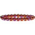 thumbnail image 1 of Bracelet Extensible Unisexe en Perles Boule 8 mm en Agate Rouge Plaquée Multicolore, Pierre Précieuse Semi-Précieuse 7 Pouces, 1 of 4