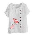 thumbnail image 4 of Pisexur Womens Oversized Plus Size Shirts Butterfly Print Cotton Linen Tops Blend Crew Neck Short Sleeve Basic Tunic Tee Shirts Tops Blouse, 4 of 5