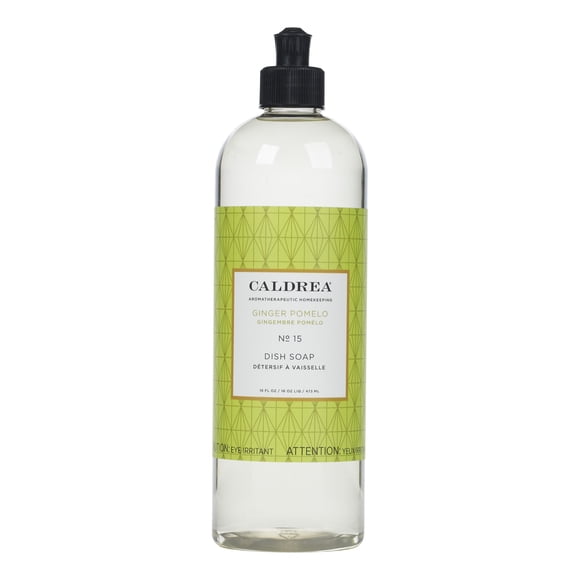 Caldrea Dish Soap, Biodegradable Dishwashing Liquid made with Soap Bark and Aloe Vera, Ginger Pomelo Scent, 16 oz (Packaging May Vary)