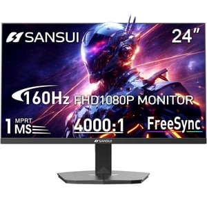 SANSUI 24 Moniteur de jeu de pouce 160Hz FHD 1080P Moniteur d'ordinateur FreeSync 1ms 4000:1 Contraste, HDMI DP Ports VESA Soutien moniteur de soins oculaires pour le jeu