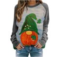 thumbnail image 5 of Penkiiy Femmes T-Shirt à Col Rond à Manches Longues Imprimé de la Saint-Patrick Impression Chandail Blouse Hauts 5TG Gris, 5 of 5